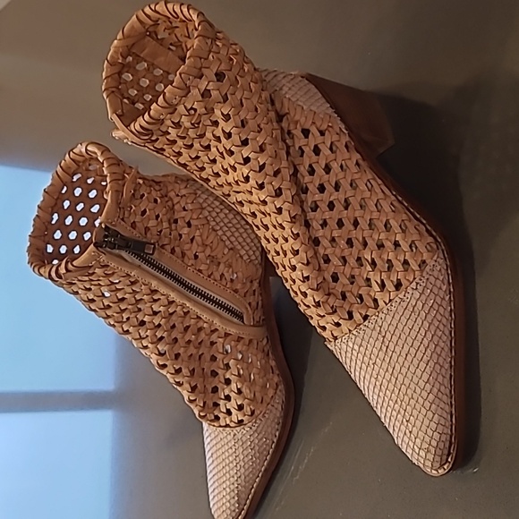 Free People Shoes - Free people leather woven booties. Size 36